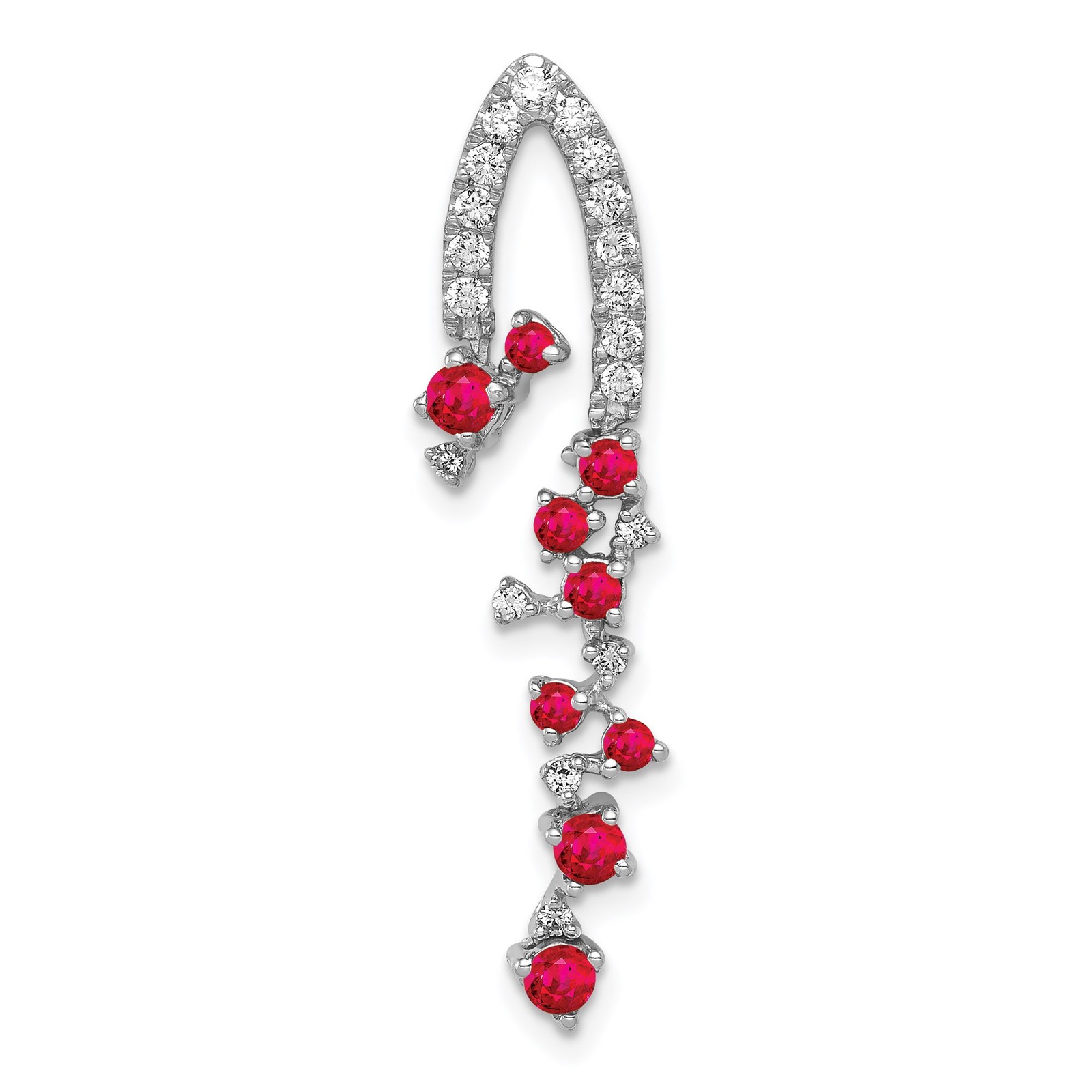 14k White Gold 1/5 carat Lab-Created Diamond VS/SI+ G+ and Simulated Ruby Slide