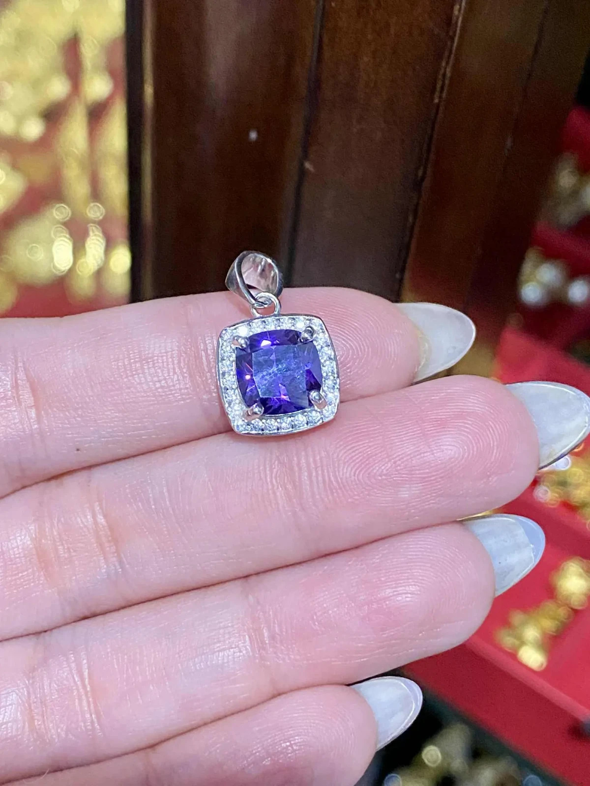 3.50 Ct Cushion Cut Natural Sapphire Diamond Gorgeous Pendant 14K White Gold