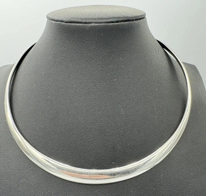 Timothy Grannis Sterling Silver Smooth Modern Choker Collar Necklace 28g 925