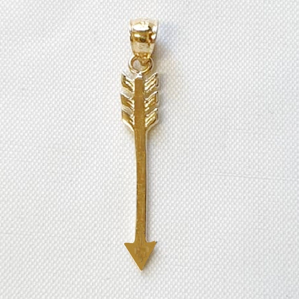 14k Yellow Gold Arrow Pendant / Charm, Made in USA