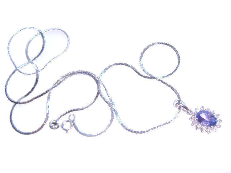 1.14ct Tanzanite & Diamond Necklace in White Gold