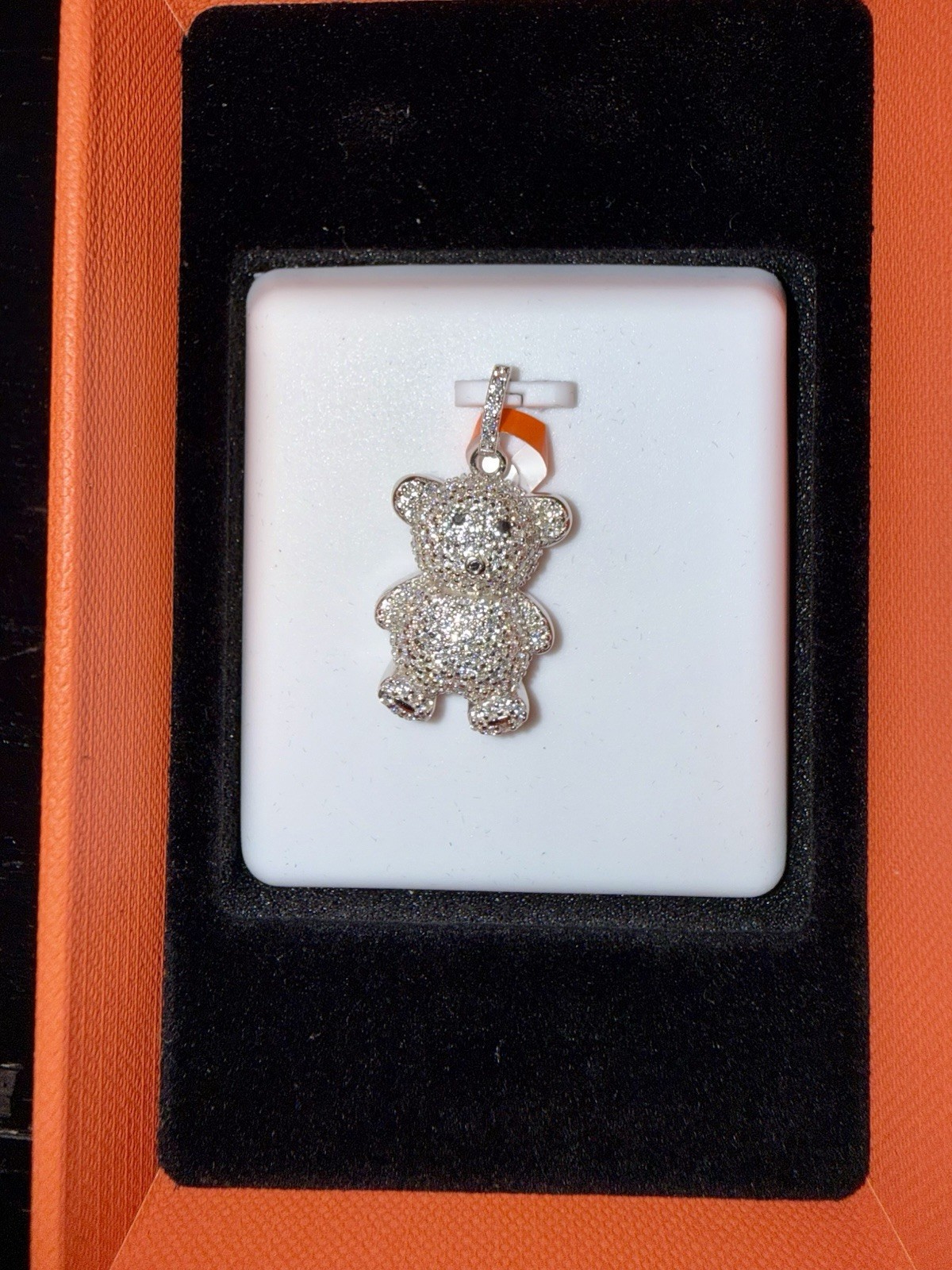 1.50Ctw Moissanite Teddy Bear Charm Pendant 925 Sterling Silver