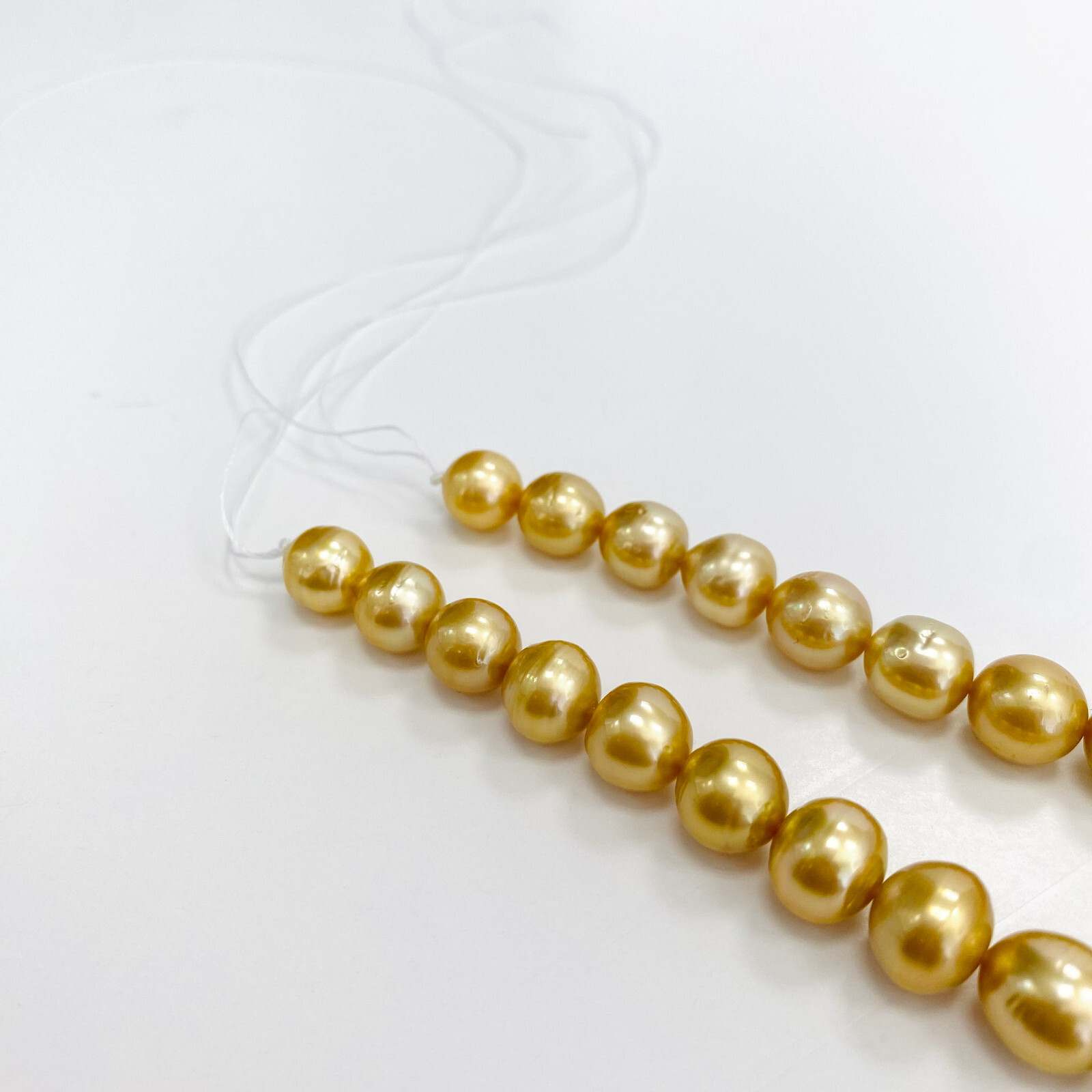 Golden South Sea Pearl Necklace Loose Strand 8-11mm Ovals Medium Gold Hi Luster