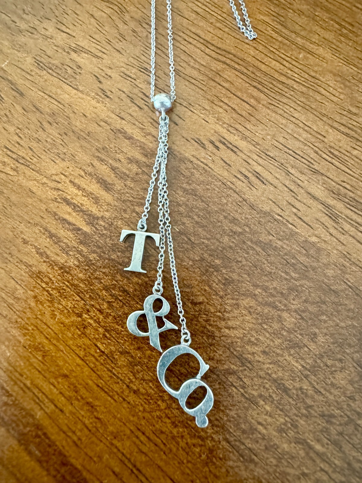 Authentic Tiffany & Co Sterling Silver T & Co Lariat Y Necklace 925 Adjustable