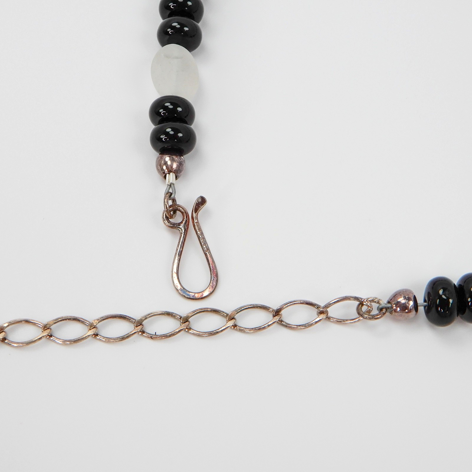 Jay King Onyx Rock Crystal Stone Sterling Silver 925 Bead Necklace Southwestern