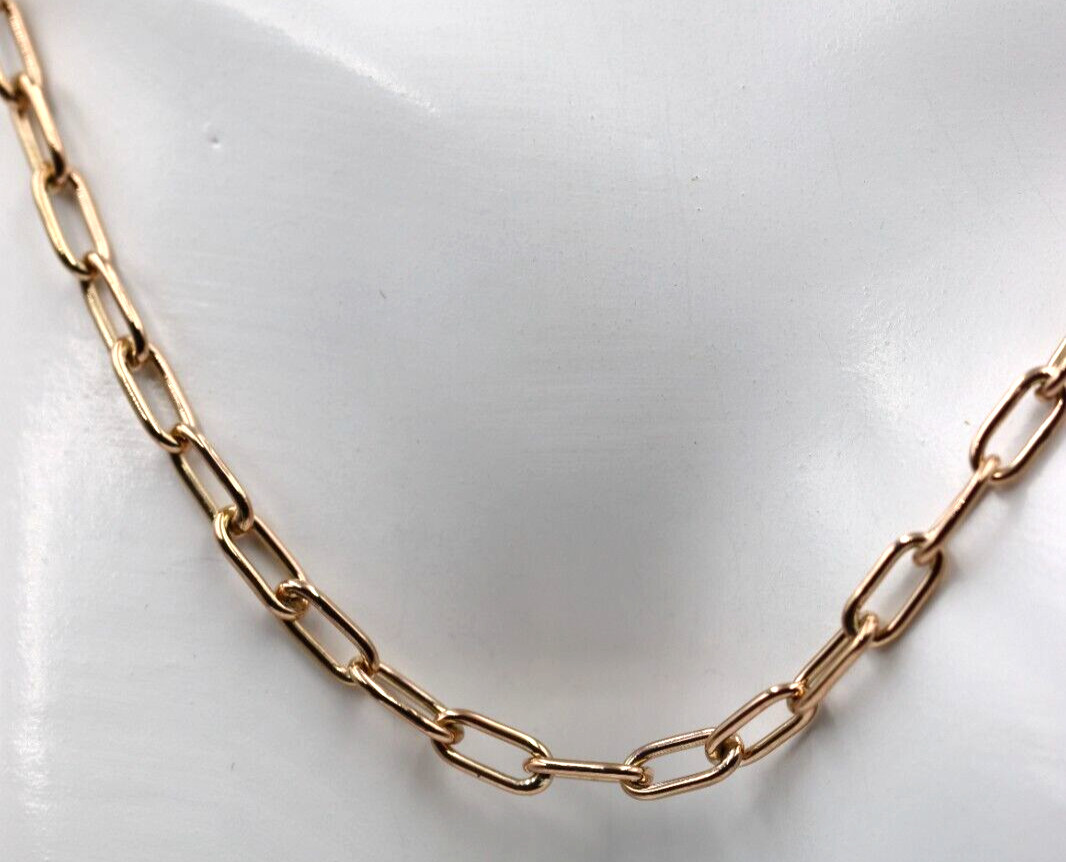 Genuine Solid 9ct 9k 375 Rose Gold Handmade Paper Clip Paperclip 45cm Necklace
