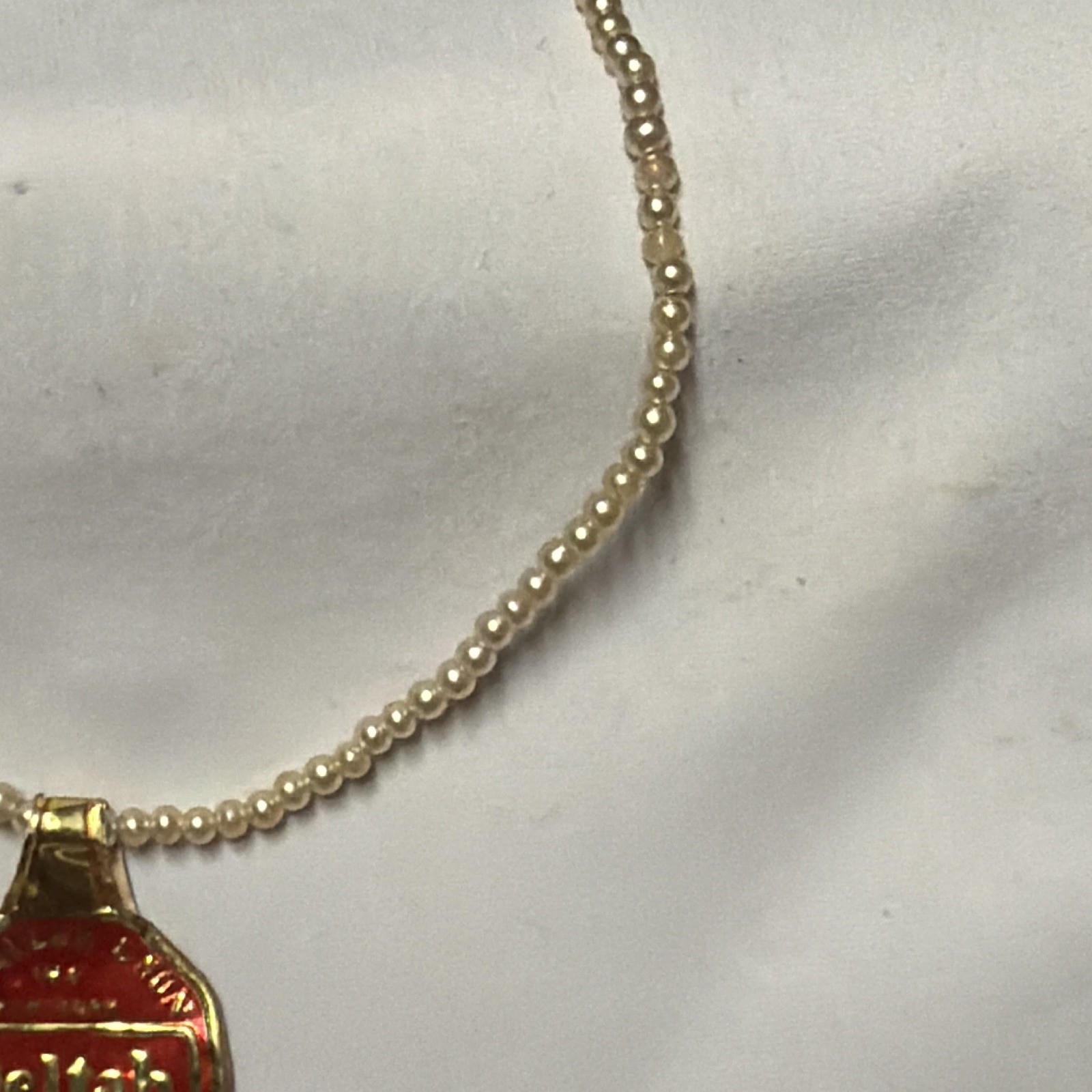 Vintage Deltah Simulated Pearl Necklace Sterling Rhinestone Clasp Original Tag