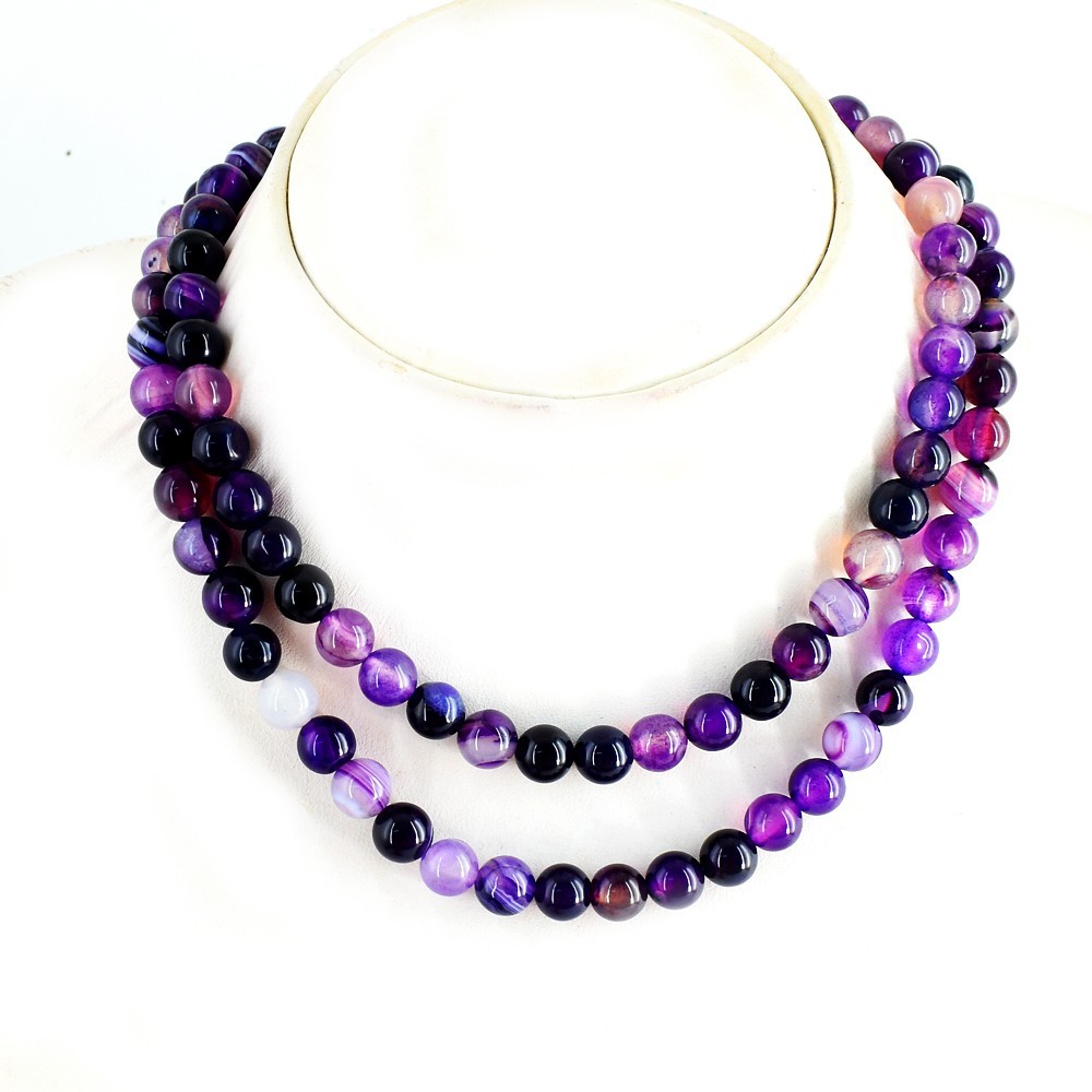 Fabulous Beads 371.00 Cts Purple Onyx 108 Prayer Mala Beaded Necklace VK 10 AZ6