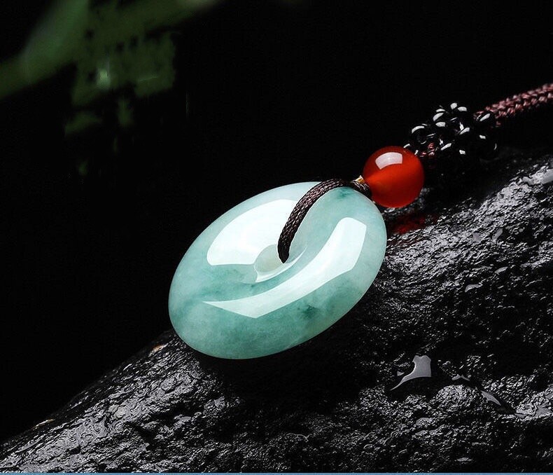 Natural Green Jade Quality Jadeite Safety Buckle Female Necklace Pendant Male