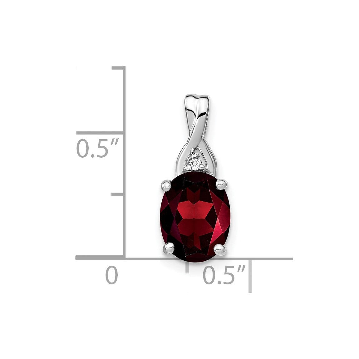 14k White Gold Oval Garnet and Diamond Pendant PM7075-GA-001-WA