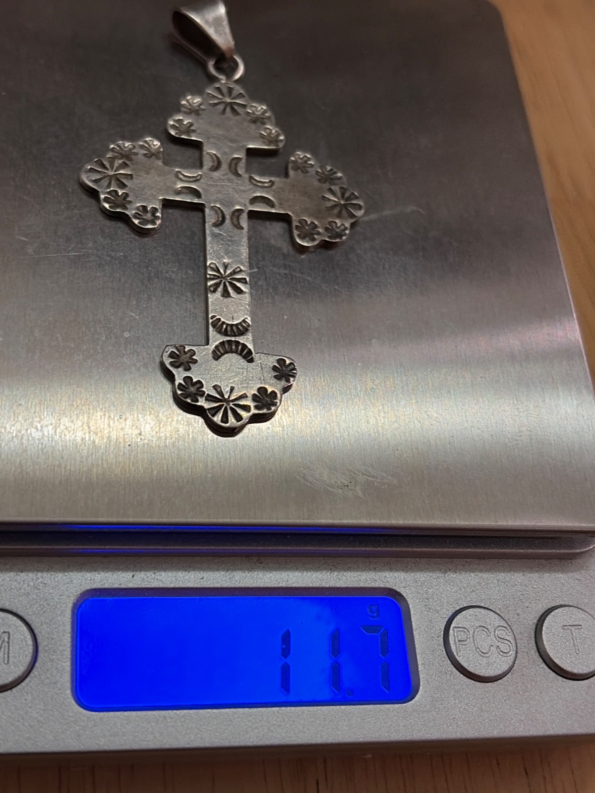 Large 925 sterling Silver Vintage Taxco Mexico Cross Sterling Silver Pendant