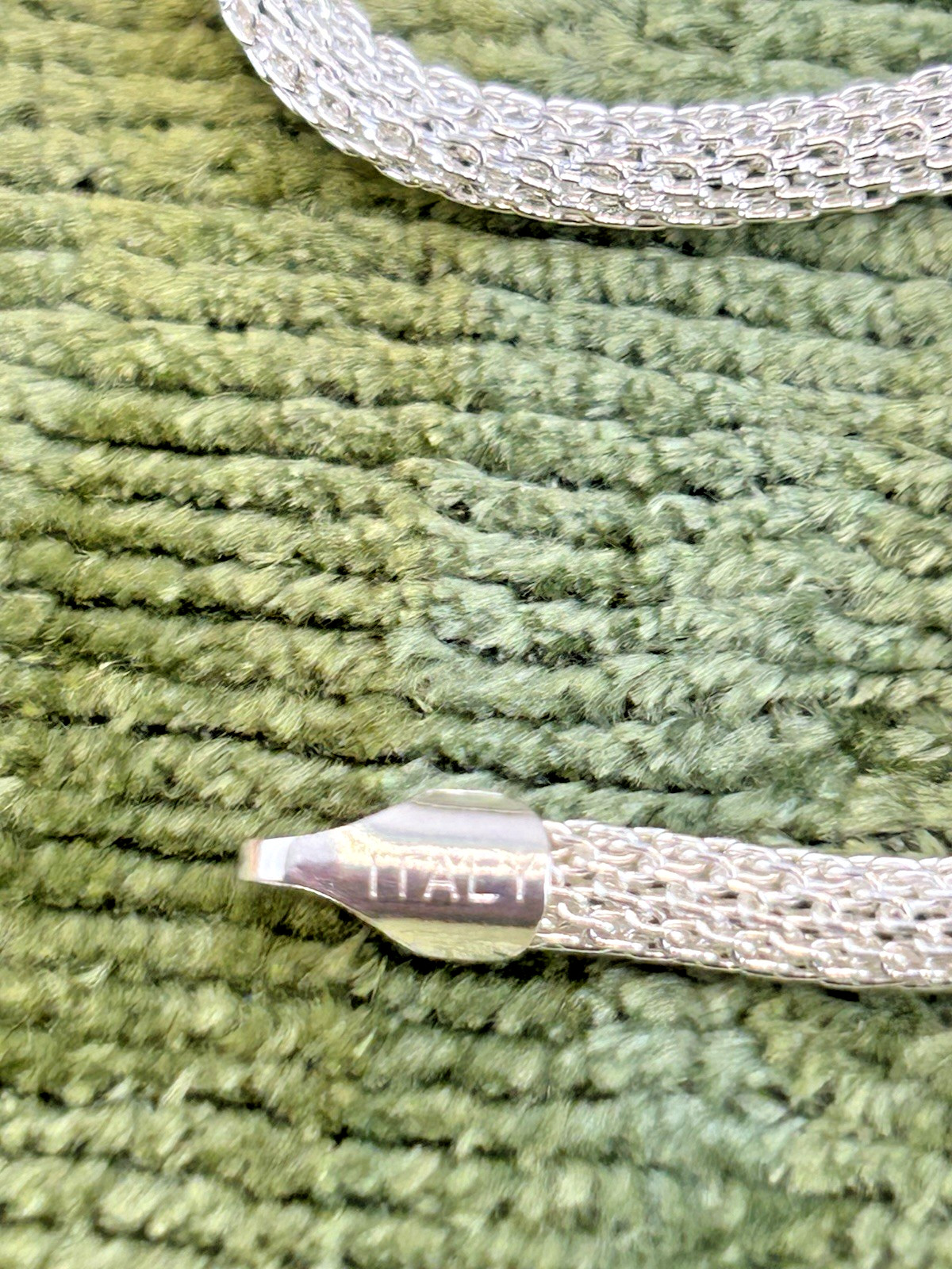 Italian Sterling Silver Mesh Chain Necklace 23.5” Long Italy 925 Lobster Clasp