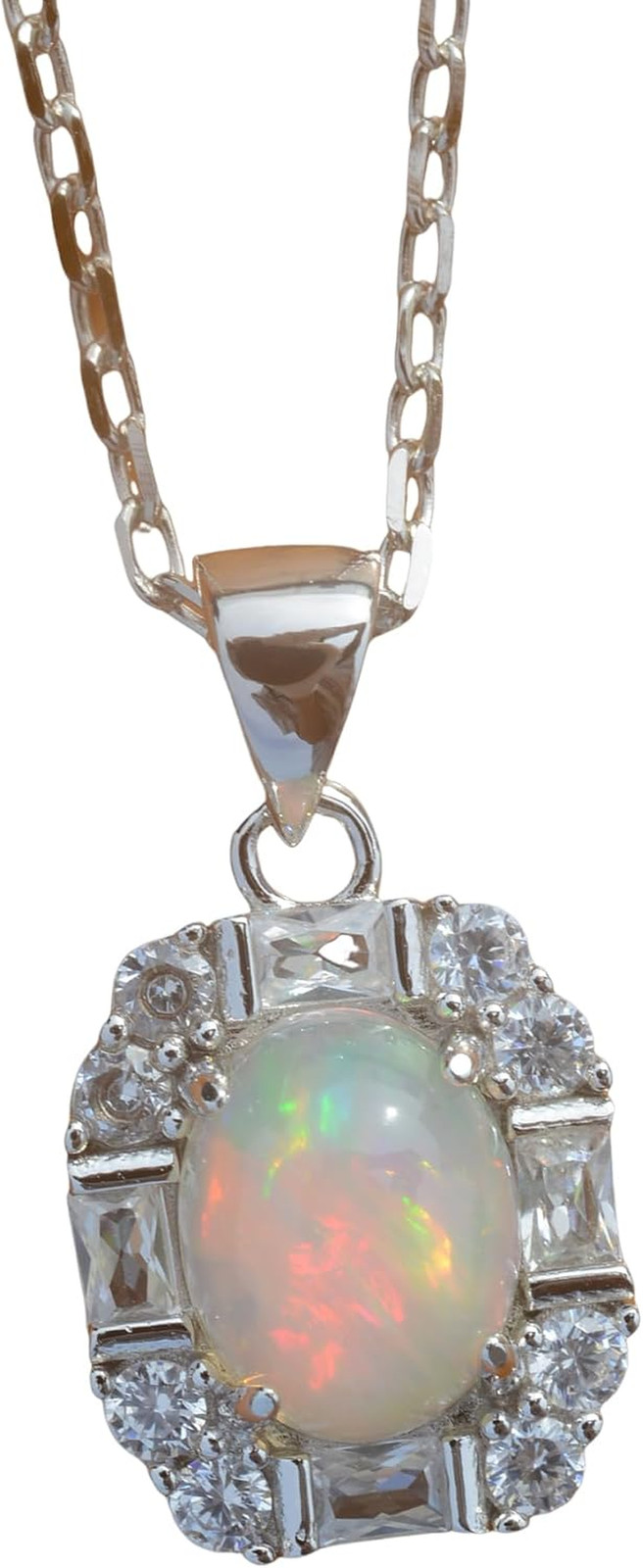 Nature Opal Necklace Pendant Sterling Silver Genuing Opal Pendant Necklace Fine