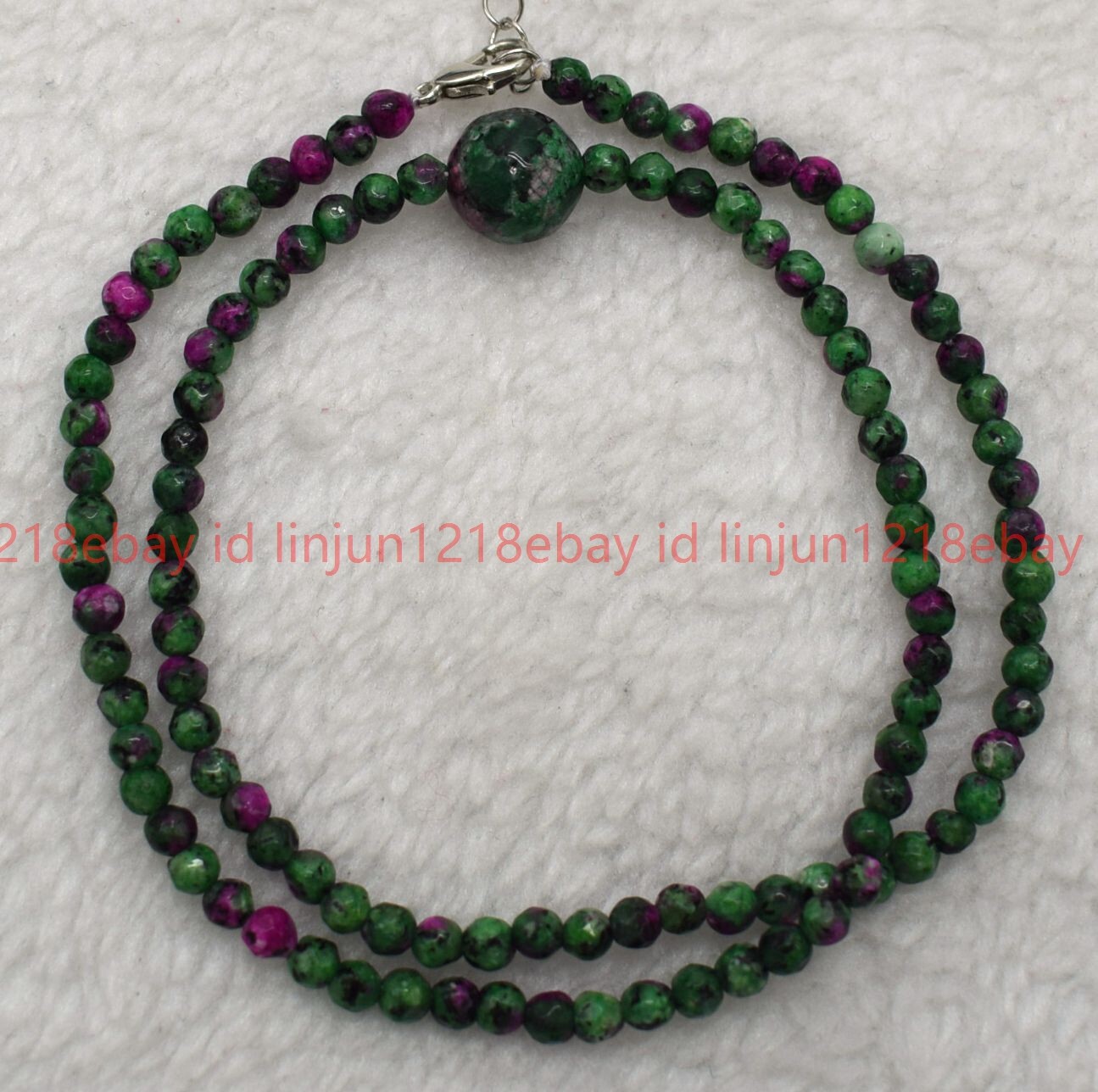 Natural 4mm Faceted Red Green Zoisite Round Gemstone Beaded Necklace 16-28in