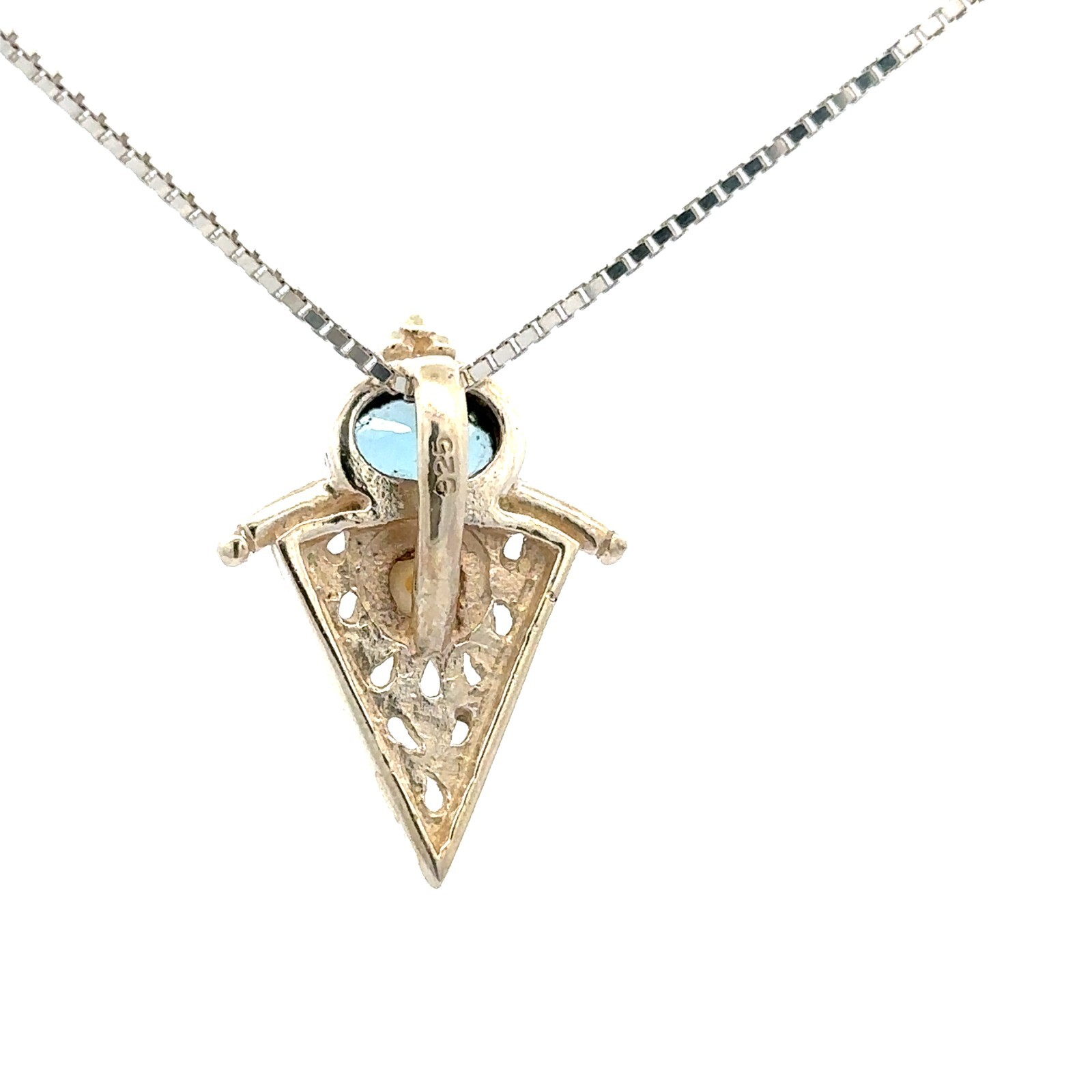 Sterling Silver Blue Topaz And Freshwater Pearl Pendant (5/8 x 7/8 Inch)