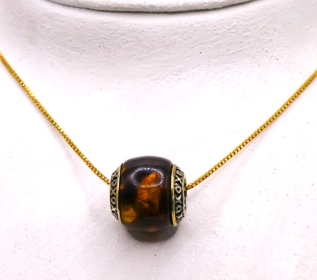 Italy Sterling Silver 925 Love XO 18″ Vermeil Womens Slide Pendant Necklace