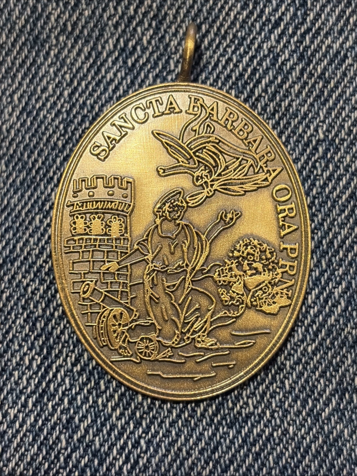 Saint Barbara Medal Pendant Necklace Cannoneer Cannon Rev. War