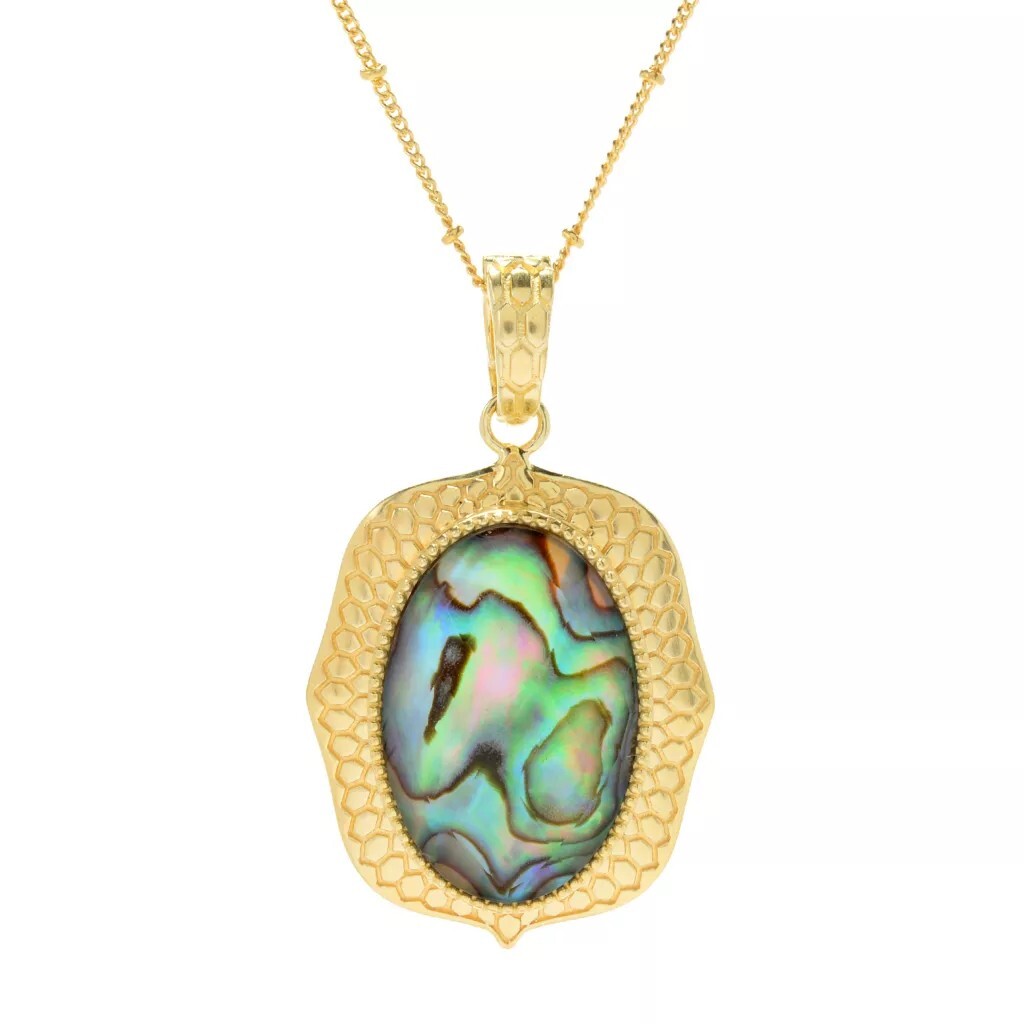 Hilary Joy Abalone Enhancer w/18-21″L chain 18k Clad Sterling SHOPHQ