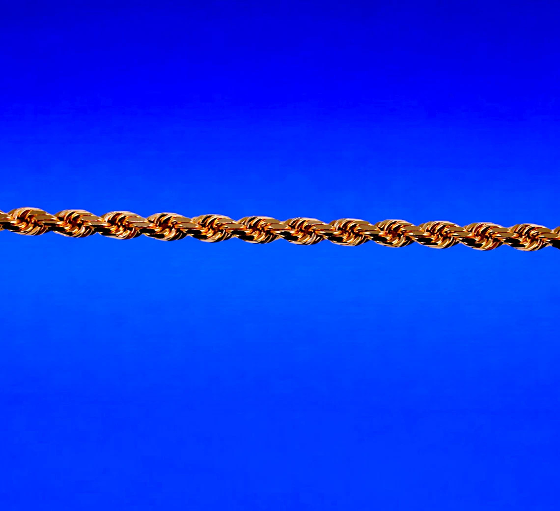 10K Rose Gold SOLID Rope Necklace Chain Diamond Cut 1mm-5mm 16″-30″