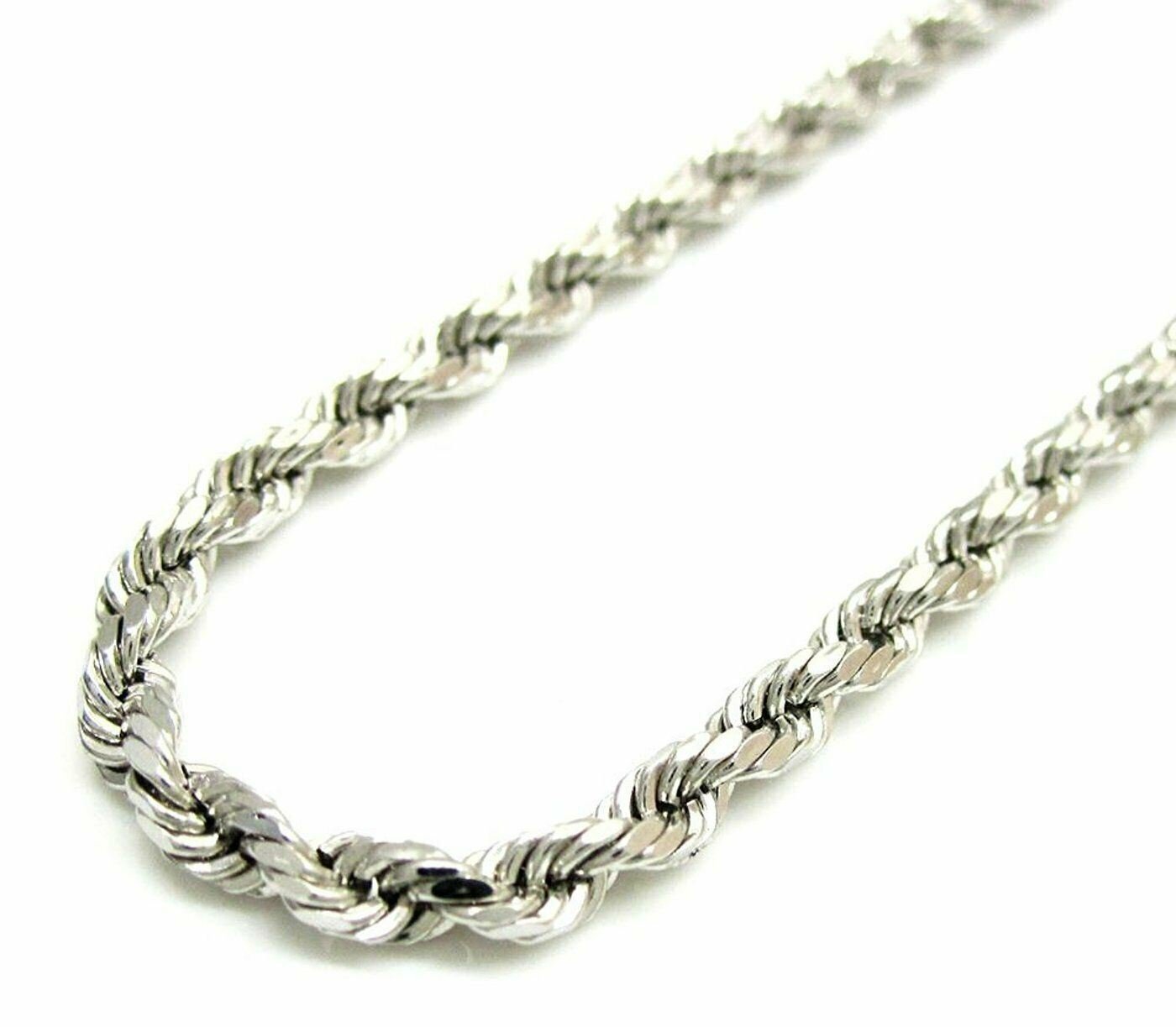 Solid 925 Sterling Silver Italian Rope Chain Mens Necklace 4.50mm – Diamond Cut