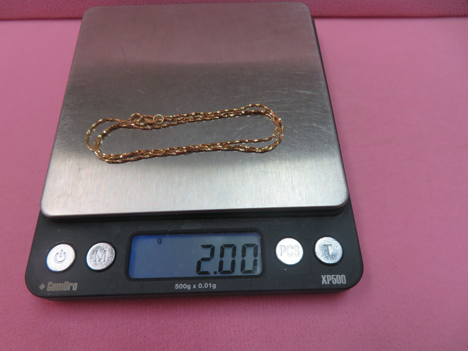 17.75″ Italy 14K Solid Y. Gold Twisted Flat C Link Chain Necklace 2 Grams