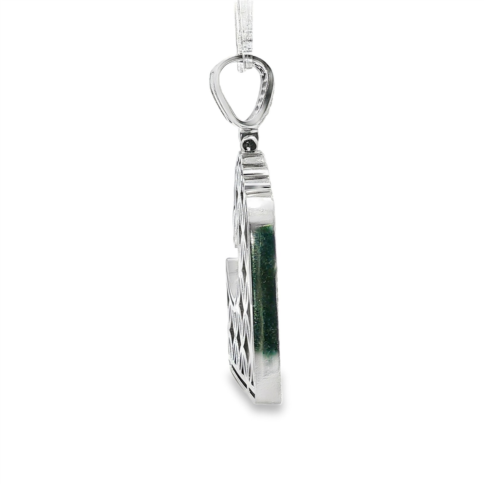 Vintage Diamond, Sapphire, Topaz Wave Pendant in 10k White Gold 2.25″ 3.23cttw
