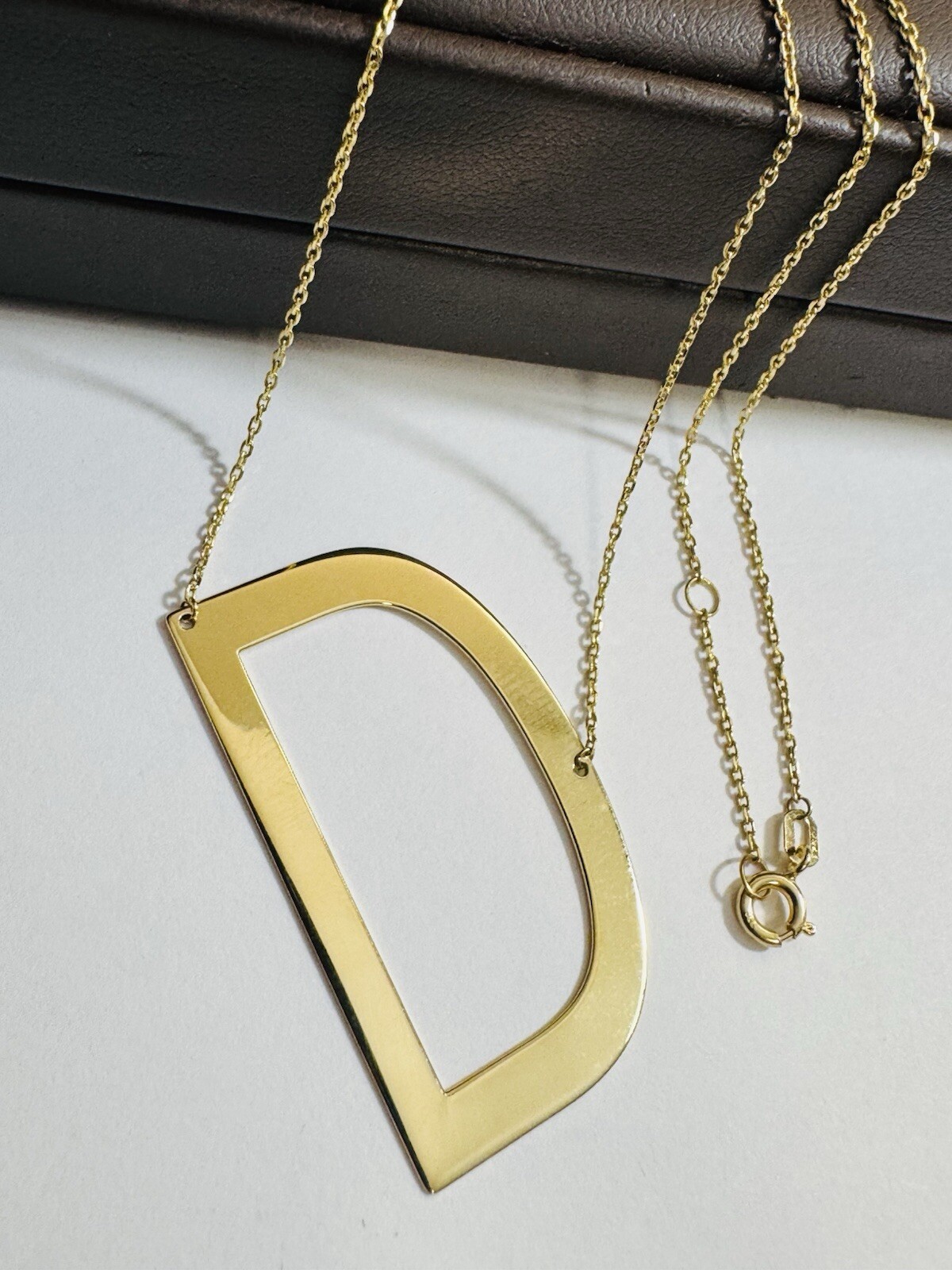 RARE 18K 750 Gold Letter D initial Necklace 16.5/17.5” Long 1mm 4.4g