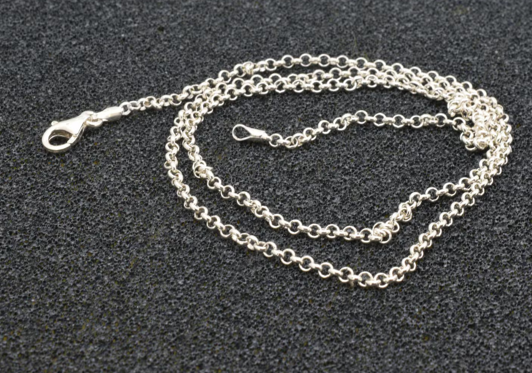 925 Sterling Silver Rollo 17inch Chain Necklace For men/Women Handmade jewelry