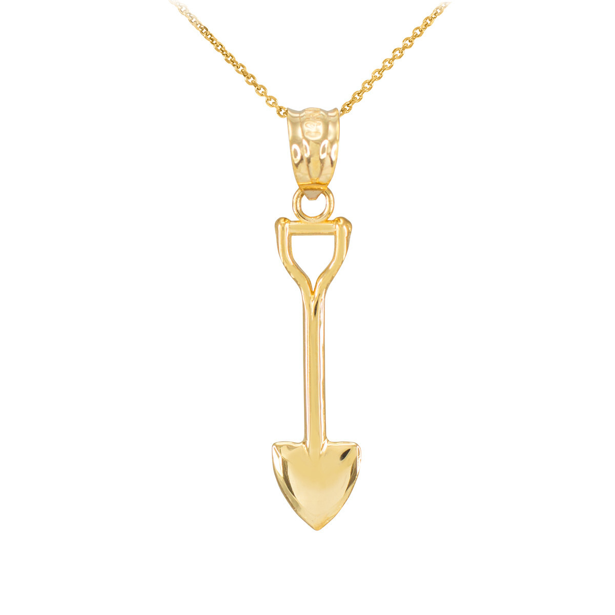 Polished Gold Shovel Pendant Necklace(Available In Yellow/Rose/White Gold)