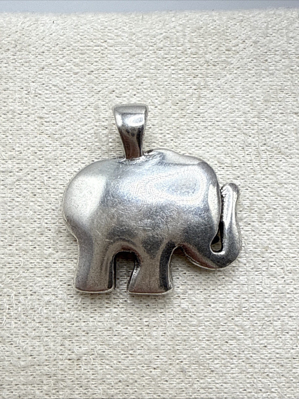 Oxidized Sterling Silver Sparkly Elephant Pendant 1”