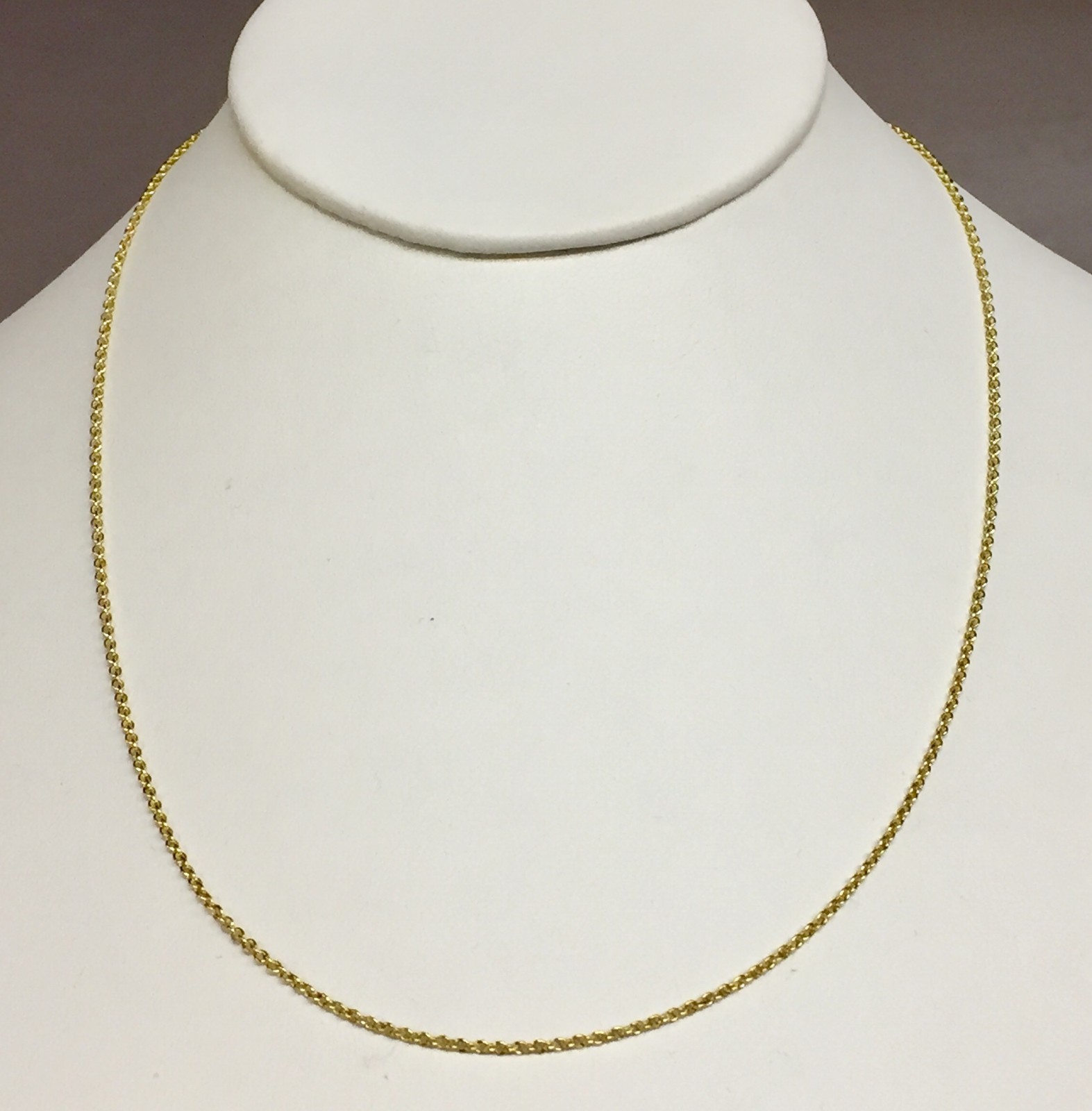 14k Yellow Gold Cable Link Pendant Chain/Necklace 18″ 1.5 mm 1.4 grams RCAB40