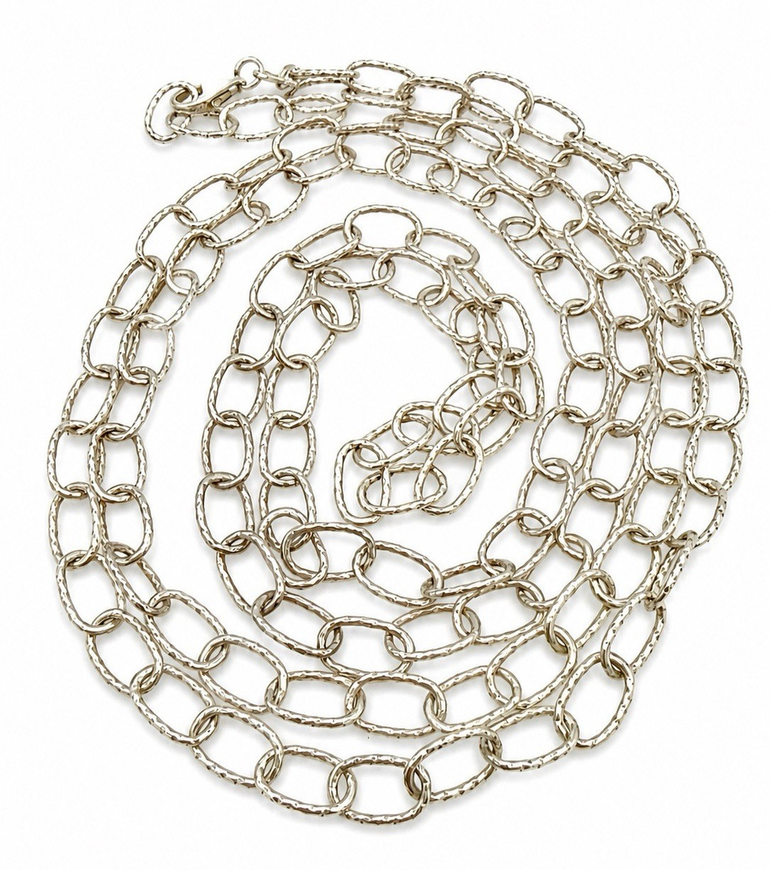 Sterling Silver Dyadema Italy Textured Oval Link Chain Necklace 42″