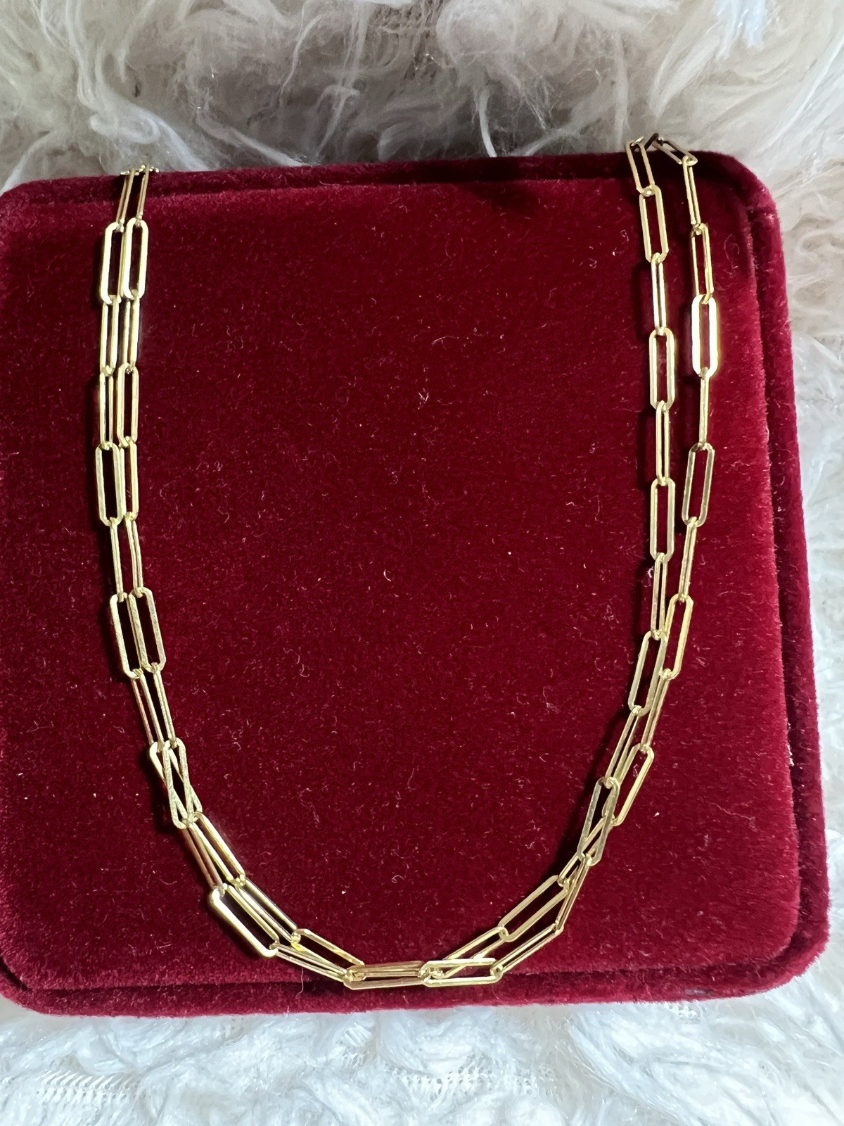 Solid 18k Yellow 18k Gold Paper clip Design Size 20” Long