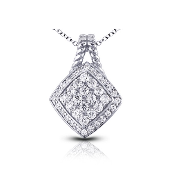 1.48ctw E VS1 Round Brilliant Earth Mined Certified Diamonds White Gold Pendant
