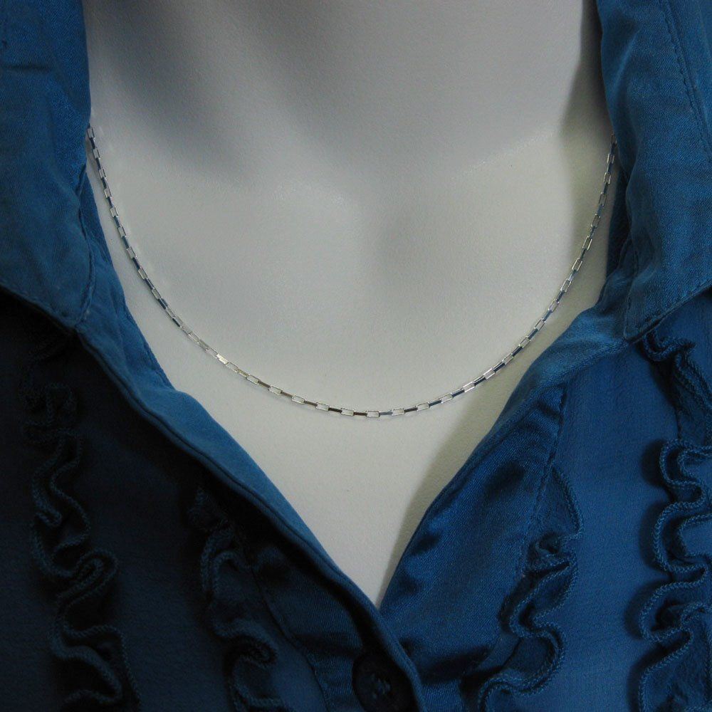 Solid Sterling Silver Necklace,Bracelet -Small Box Chain-All Sizes (7.5″-36″)