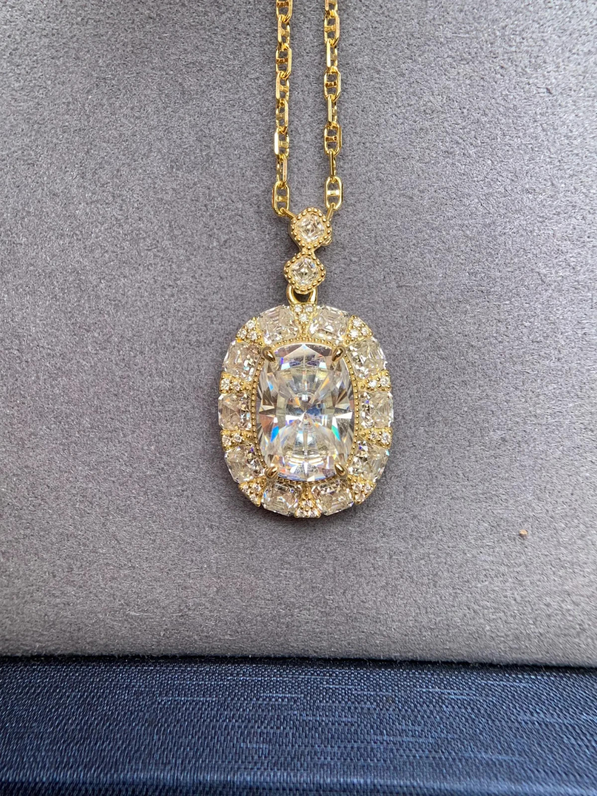 4ct Cushion Cut Moissanite Necklace D Color Gemstone 925 Sterling Silver Gift