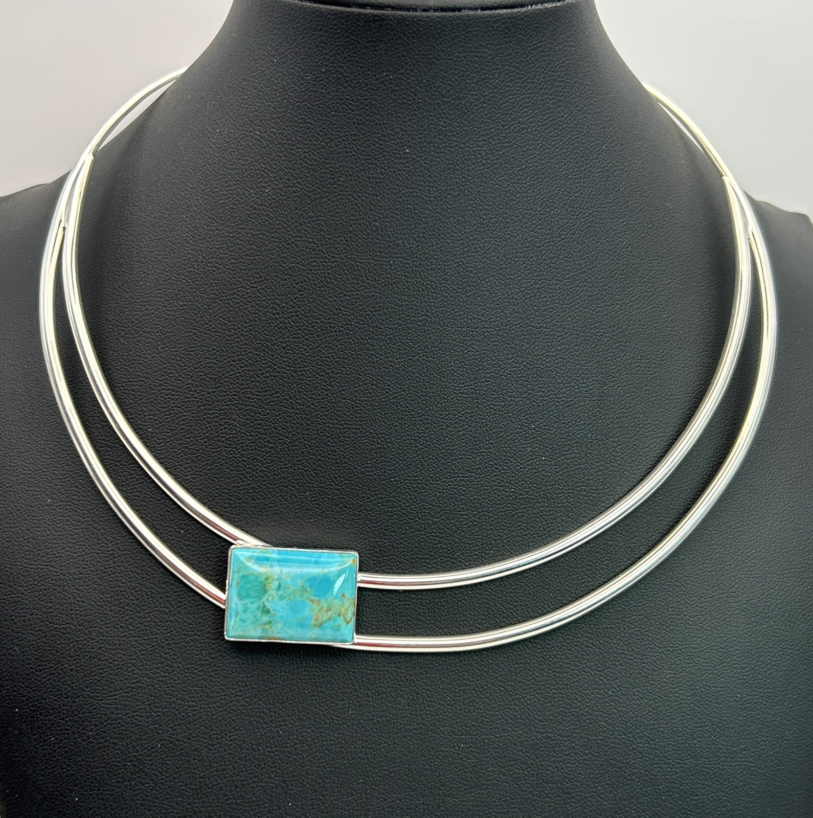 Jay King DTR 925 Sterling Turquoise Double Collar Necklace 36g Original Box