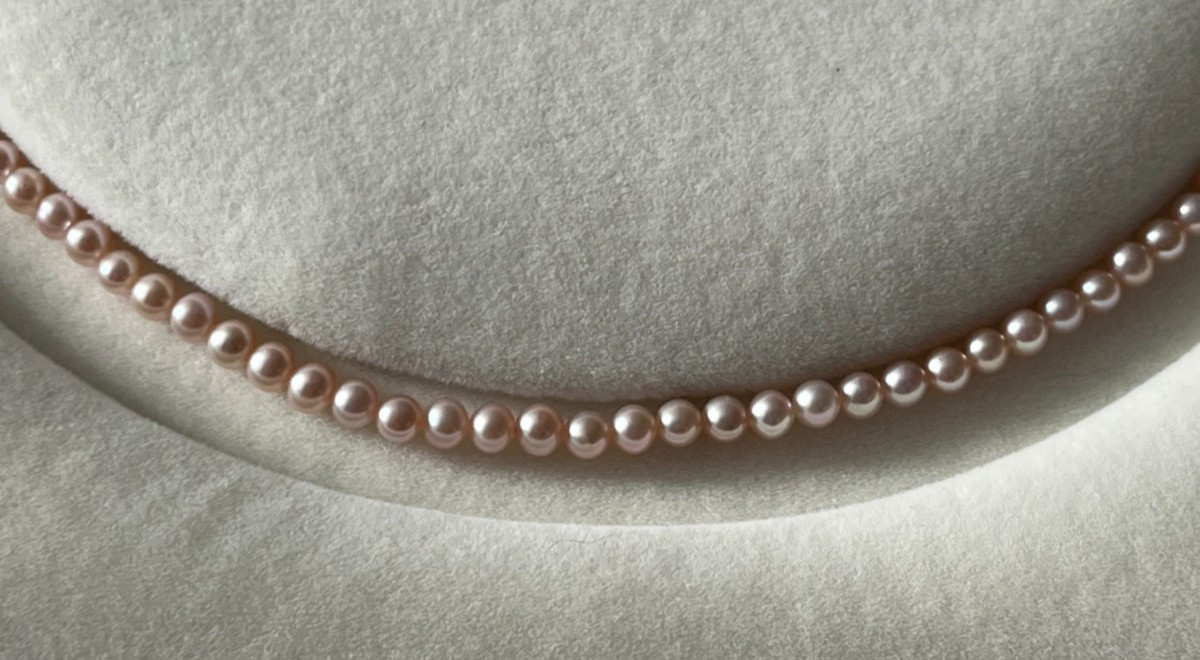 GRC 5 Star Light Purple Orange Pearl Necklace 3mm 4mm Seed Pearl Metallic 925