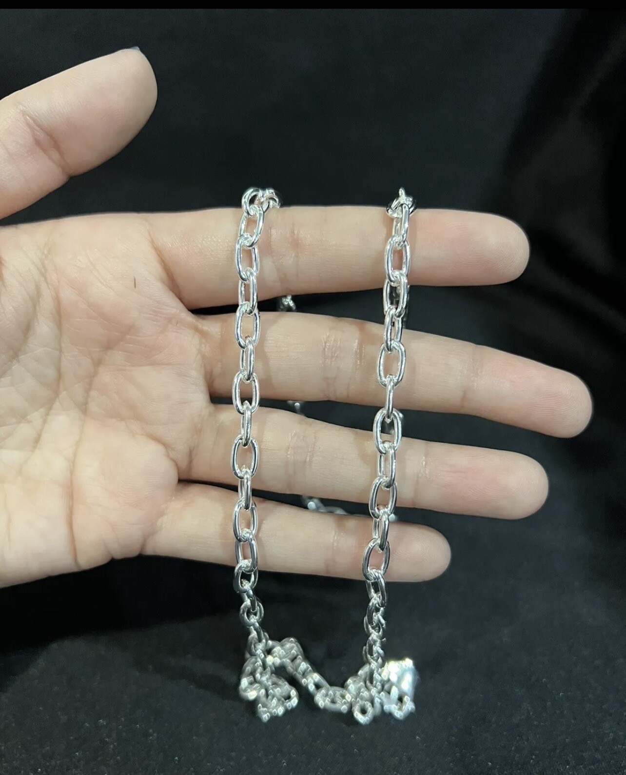 925 Sterling Silver Womens Mens Unique Cable Forzatina Oval Choker Chain 18″