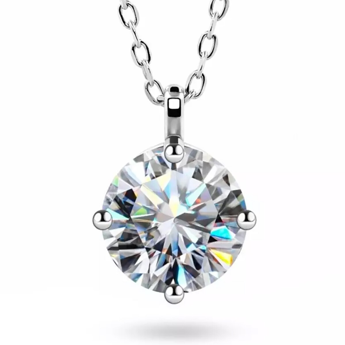 3.50 Ct Certified White Diamond Solitaire Pendant 925 Silver Pendant