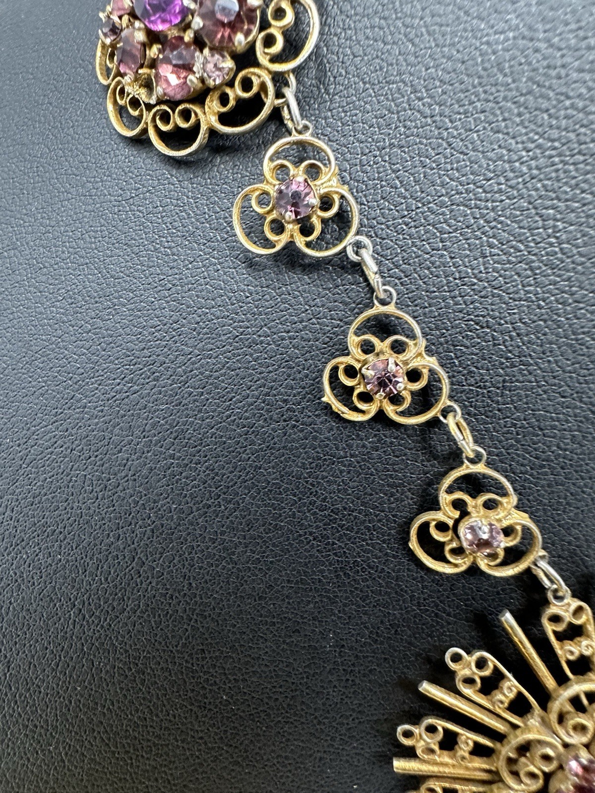 Sterling Silver Amethyst Floral Choker Necklace Bracelet Earrings Set 60g 16” 6”