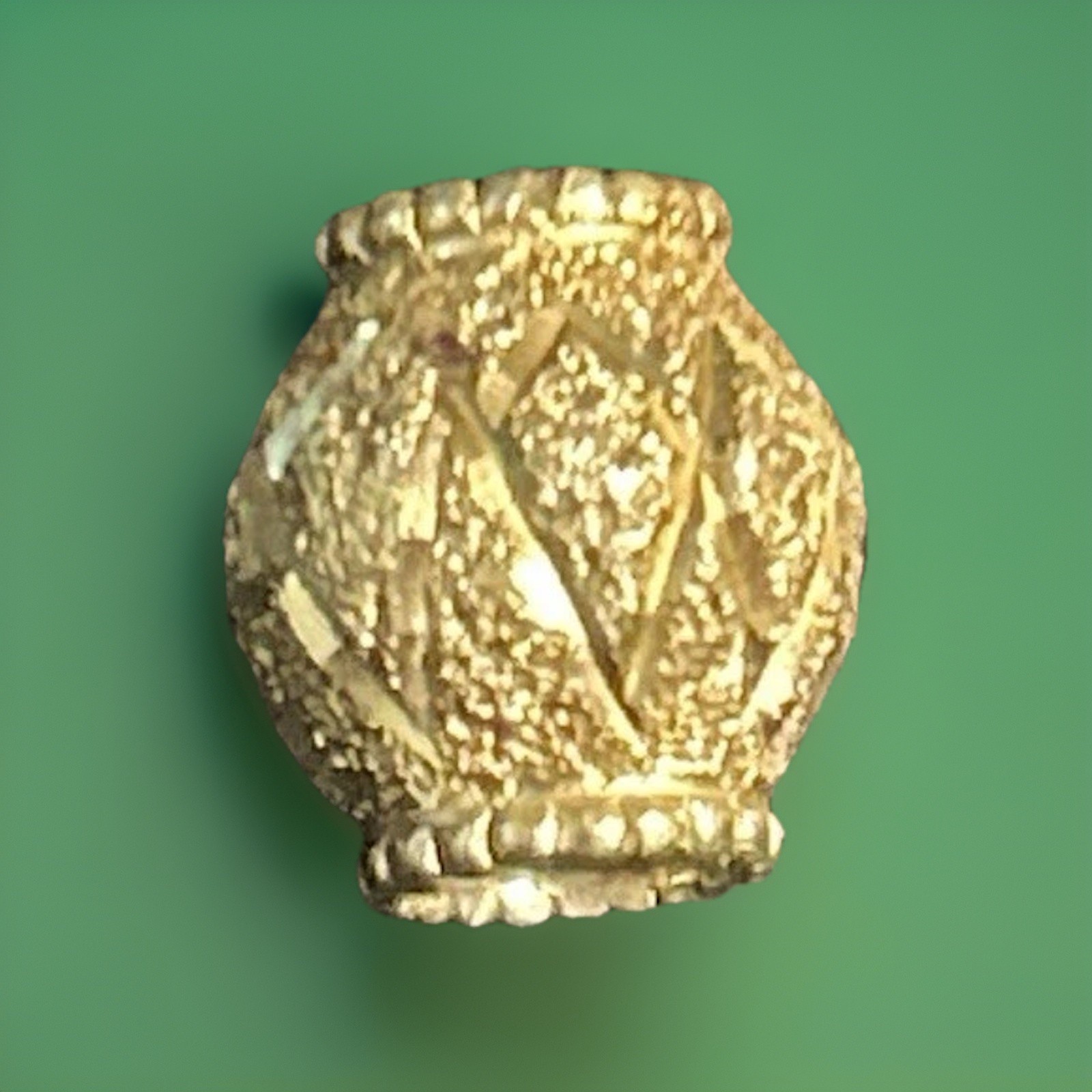 2.15g , 22k Italian Yellow Gold Roundel Bead Charm With Diamond Cuts