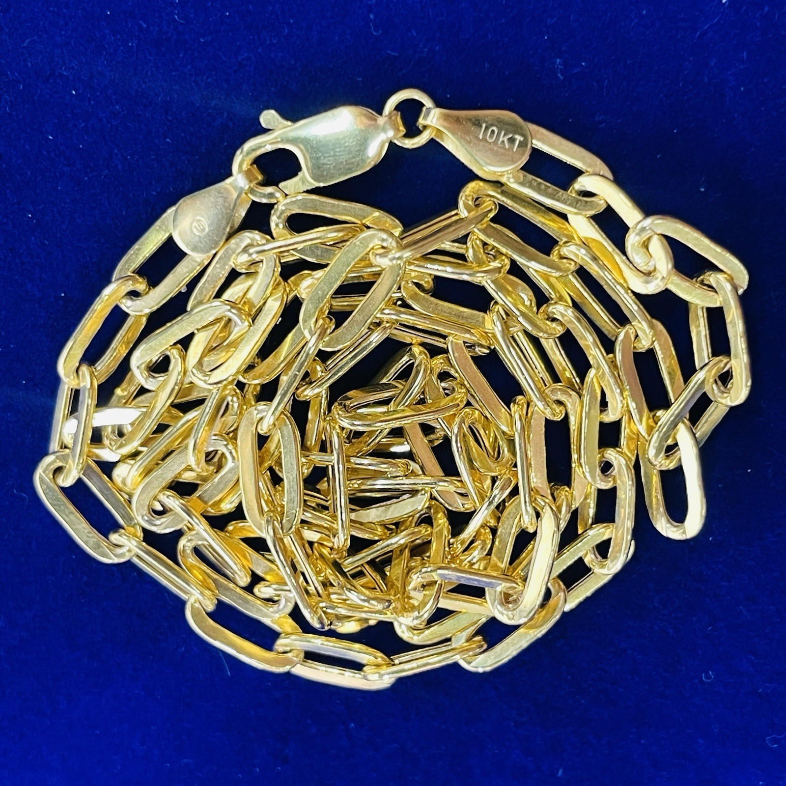 20” 4mm 10K Yellow Gold Paper Clip Link Necklace
