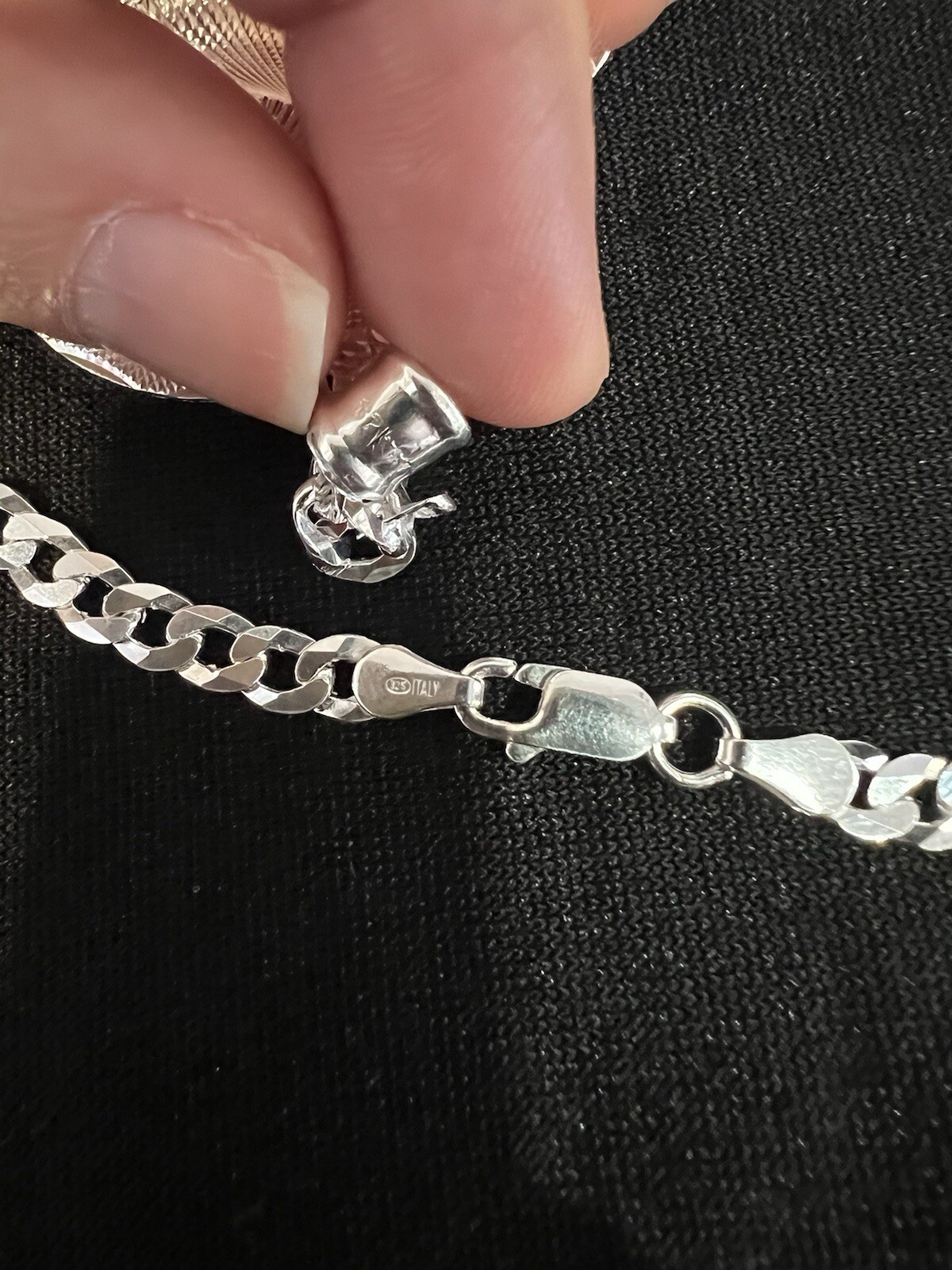 925 Sterling Silver Womens Virgin Mary Virgen Maria Medal & Curb Chain 20 26 30