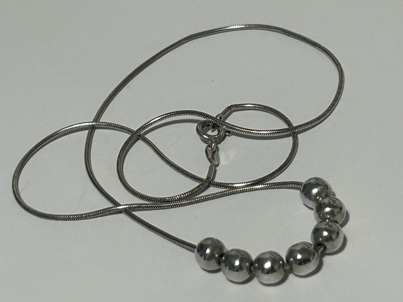 Vintage Sterling Silver Ball Bead 18” Necklace. Italy (7.63g) Full HM.