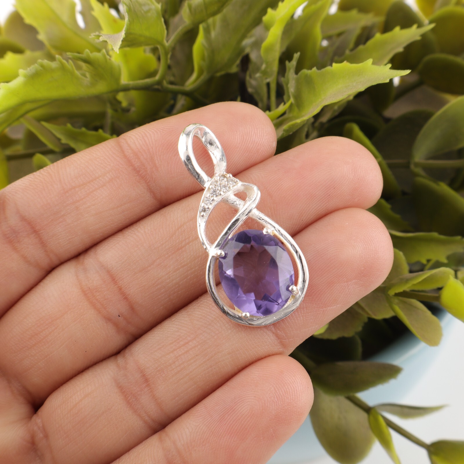 Iolite Gemstone 925 Sterling Silver Boho Jewelry Zircon Partywear Pendant1.22″