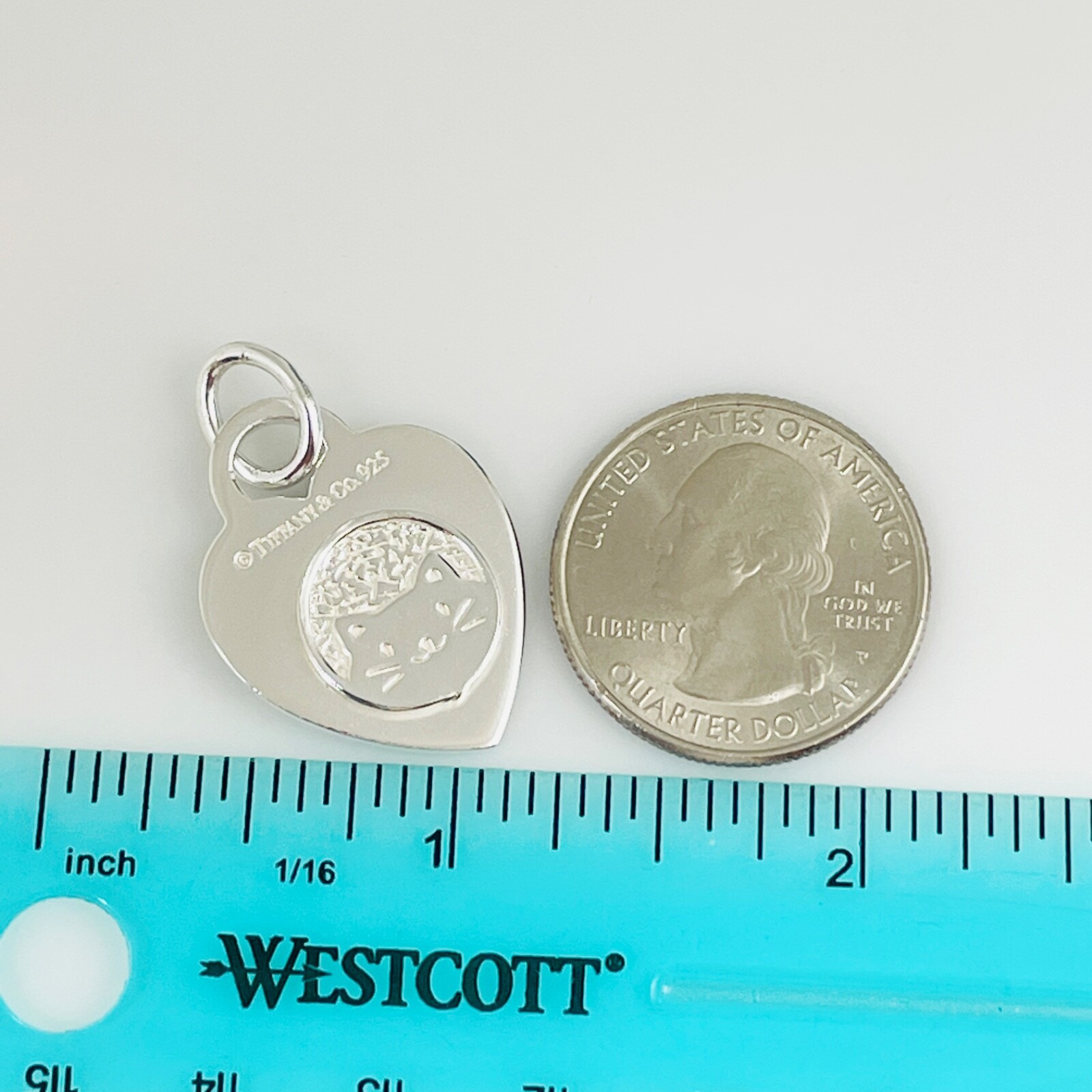 Customized Bedazzled Embellished Tiffany Silver Cat Heart Tag Charm Or Pendant