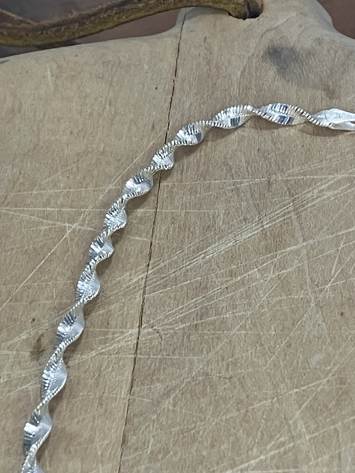 Italy 925 sterling silver chain necklace Diamond Cut Twist Rope Design Sparkle