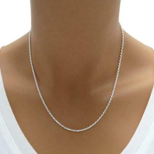 Sterling Silver Necklace Diamond-Cut Rope Chain 1.2mm 925 Sterling Silver Rope