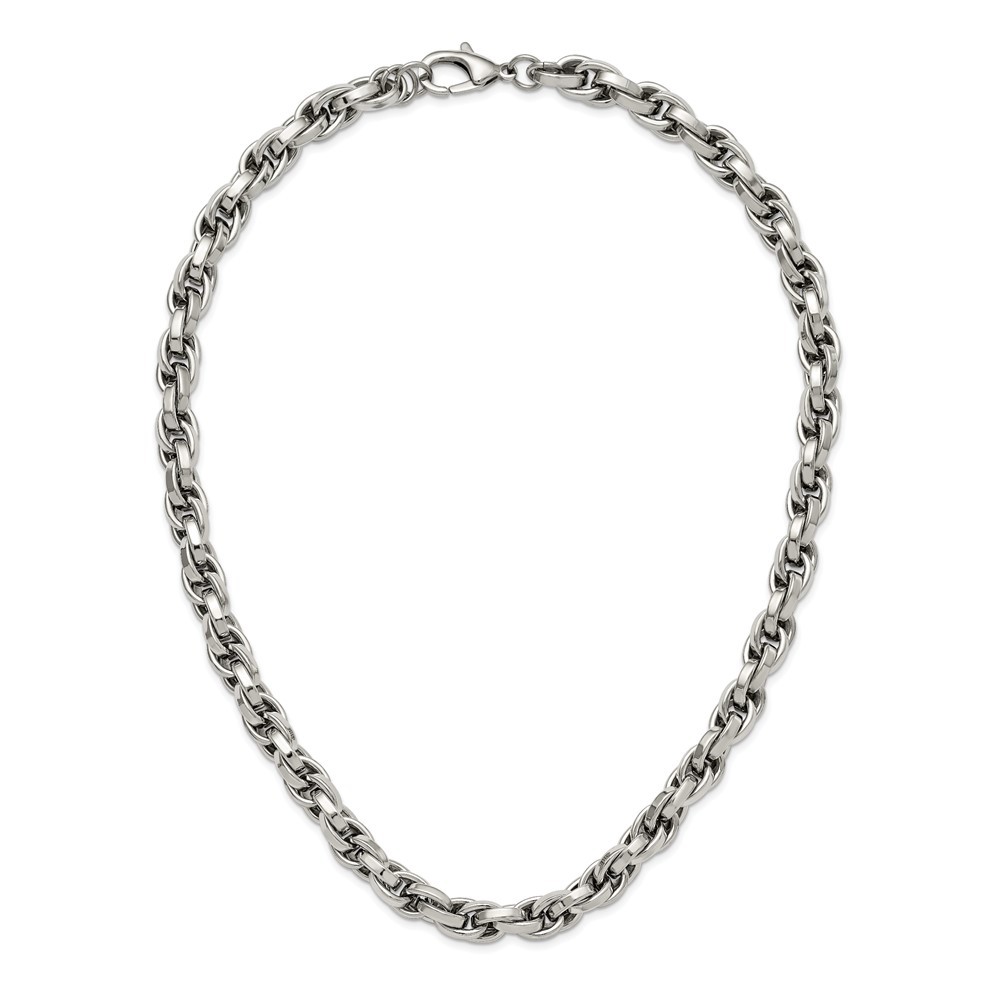 Stainless Steel Polished 24 inch Oval Link Necklace